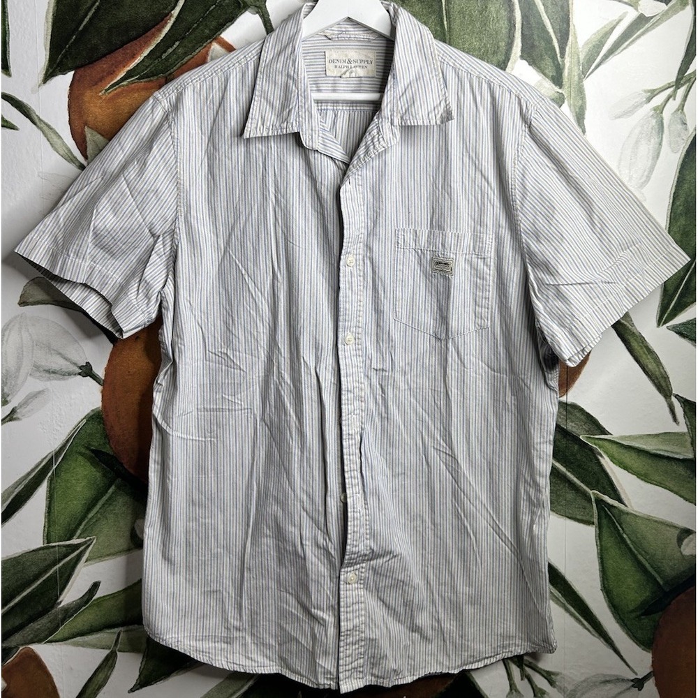 Denim & Supply Ralph Lauren XL Short Sleeve Button Down Striped Shirt‎ Cotton